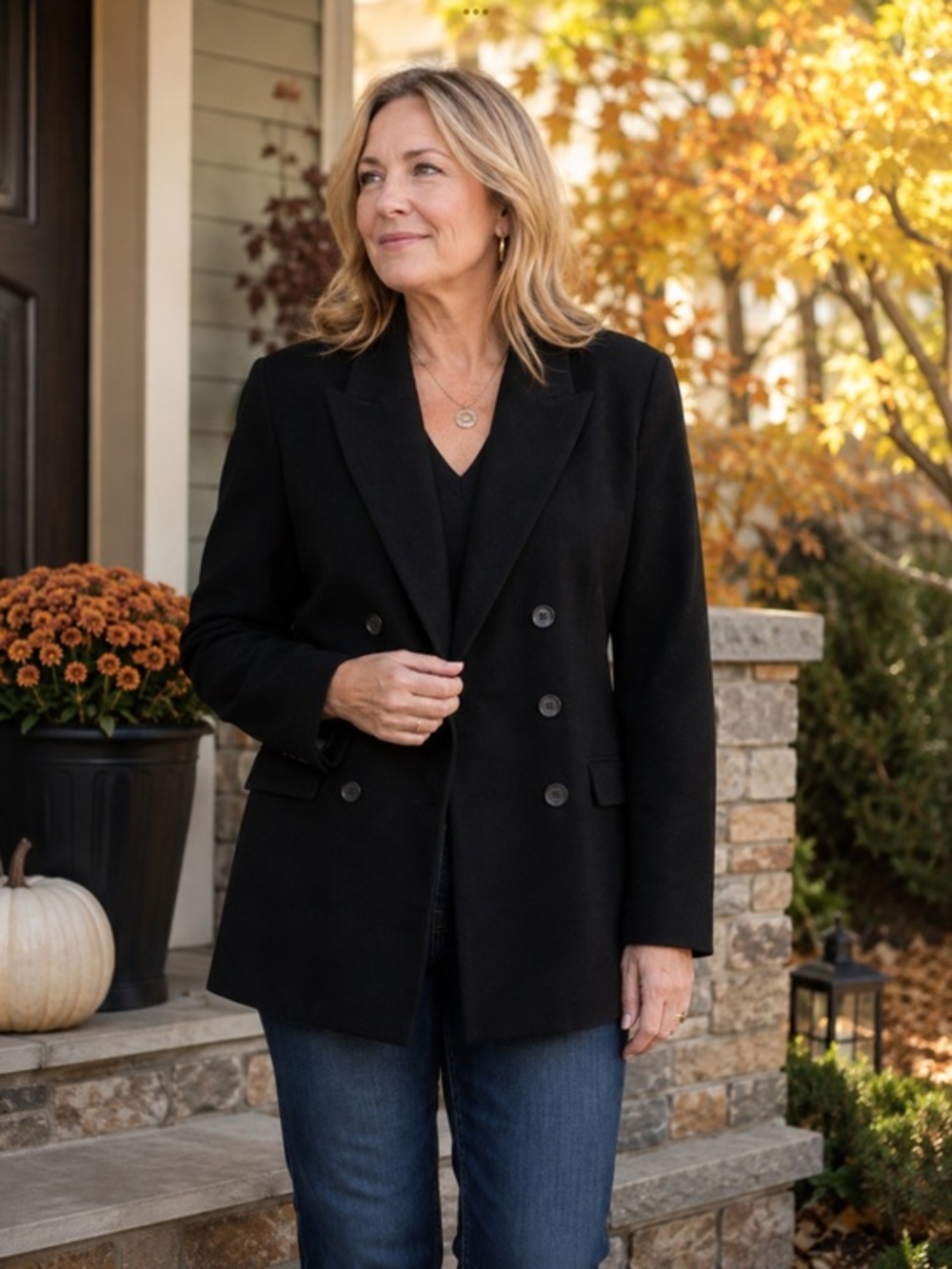 Herman Geist Classic Black Wool Military Inspired Blazer in size 12